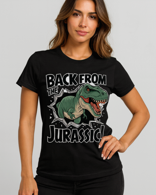 Women's Dinosaur T-shirt | "Back from the Jurassic" T-Rex Graphic Tee