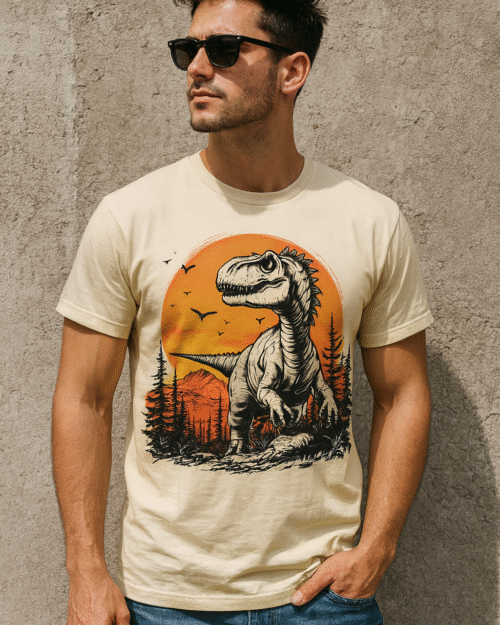 Men's Vintage T-Rex T-shirt | Retro Dinosaur Sunset Graphic Tee
