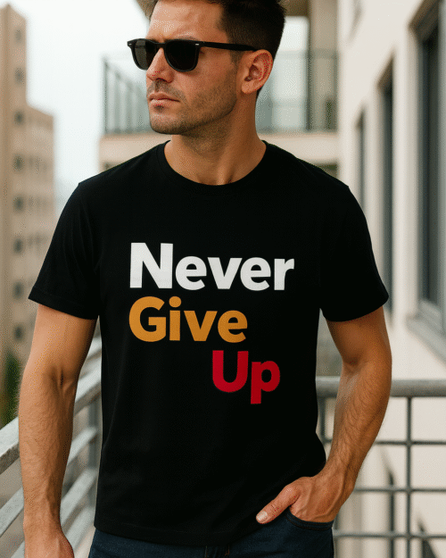 Men's "Never Give Up" T-shirt | Motivational & Inspirational Gym Tee