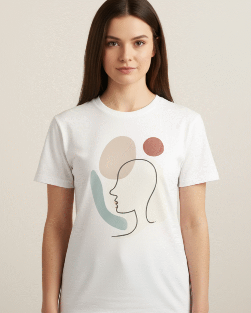Unique Abstract Minimalist White T-Shirt – Original Graphic Unisex Tee for Men & Women