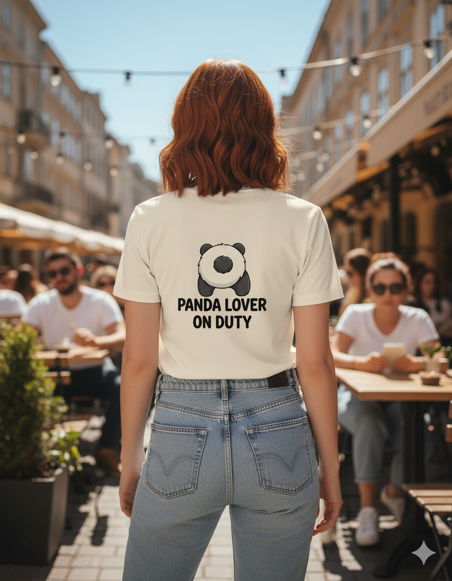 "Just a Girl Who Loves Pandas" Headphone Tee | Cute Kawaii Animal Graphic - Image 3