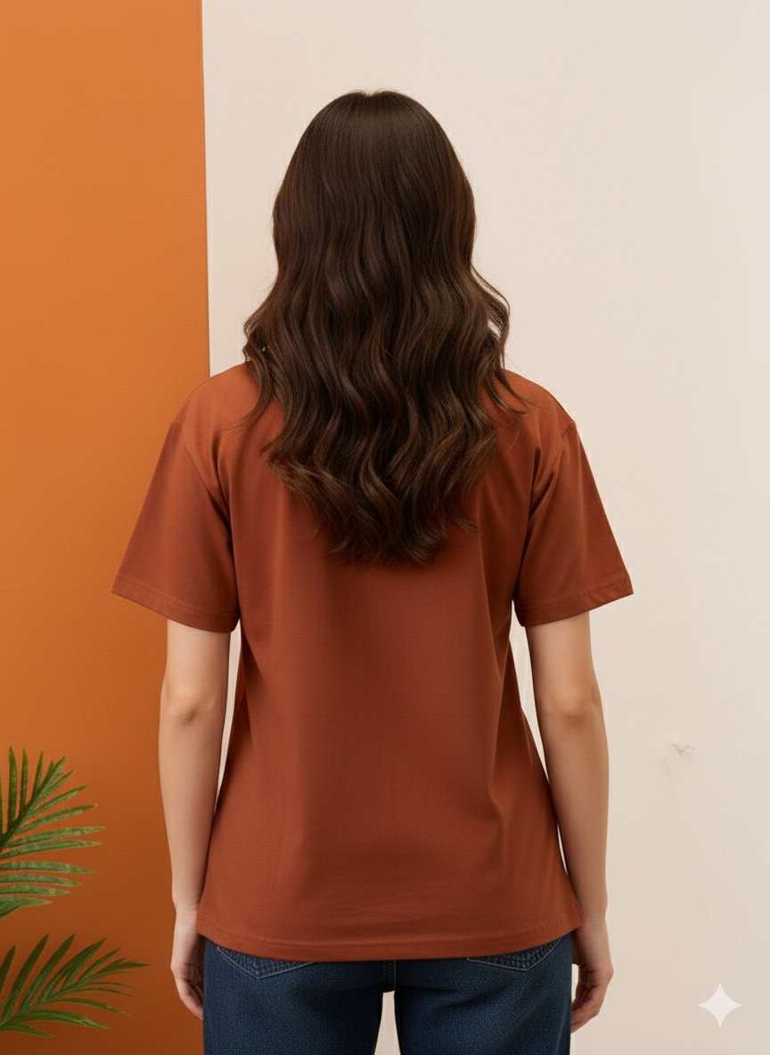 Terracotta Butterfly Graphic T-Shirt | Boho Earth Tone Oversized Tee - Image 3