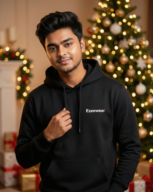 Ezeewear® 350 GSM Premium Heavyweight Black Hoodie – Ultra Soft, Durable & Winter-Ready